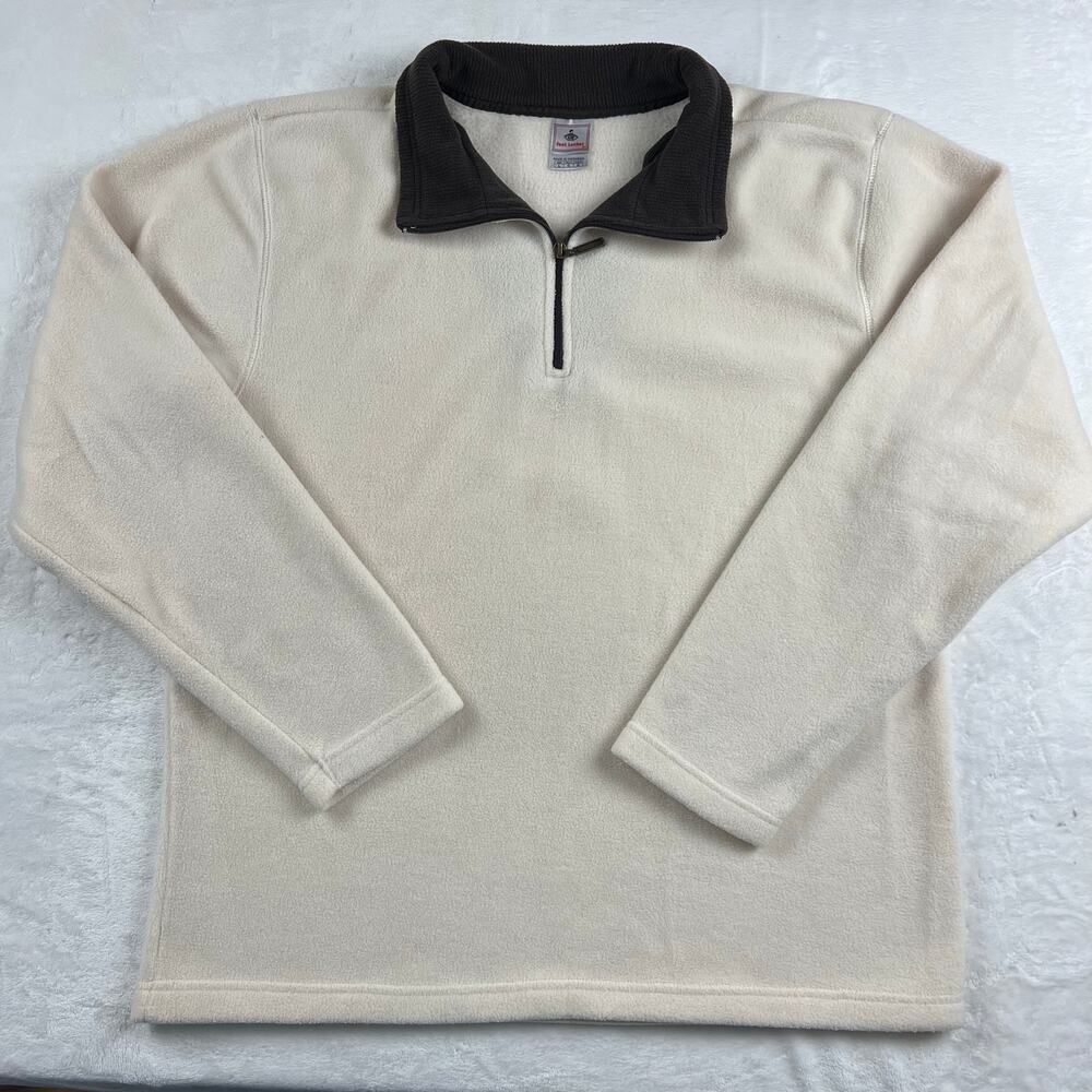 Foot Locker Cream & Brown Fleece Pullover Sweatshirt Jacket Size Large